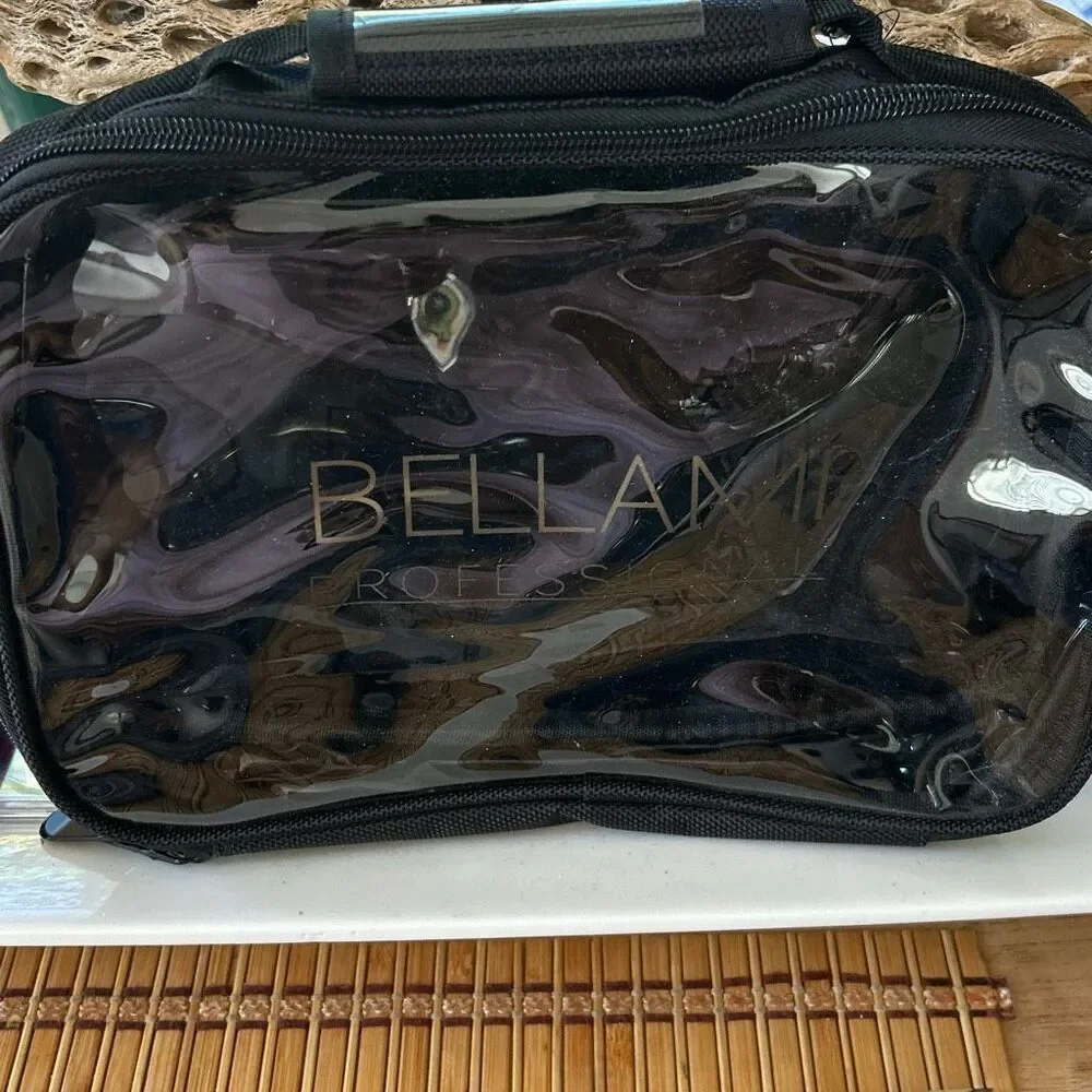 NWT Bellami professional black and clear vinyl carrying case extensions cosmetic